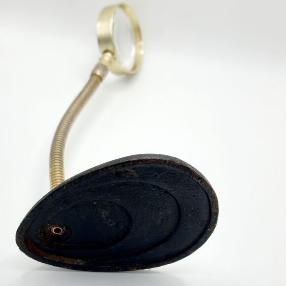 Antique cast iron silver Gooseneck magnifying glass - Picture 4 of 7